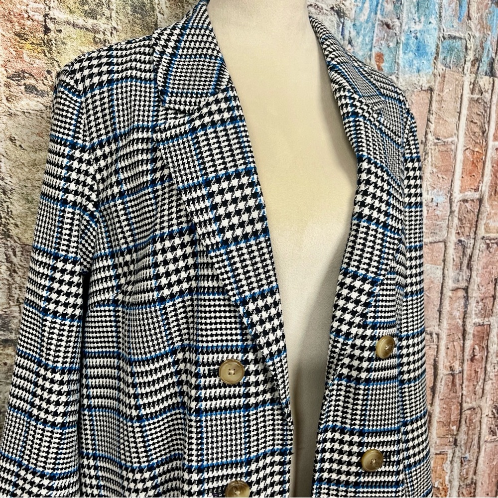 J Jill Long Plaid Duster Open Front Tunic Overcoat Sz L - Picture 3 of 9
